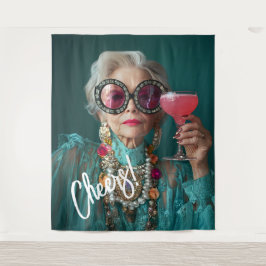 Tapiz Glamurosa anciana mujer audaz moda de lujo