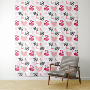 Tapiz glitter pink heart vibrant romantic wallpaper