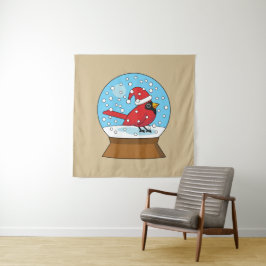Tapiz Globe de nieve con cardenal rojo curado