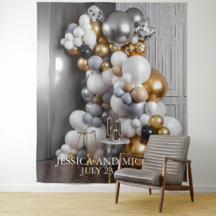 Tapiz Globo de pared de oro y plata Cumpleaños Aniversar