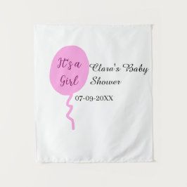 Tapiz Globo rosa es una niña shower baby agregar nombre 