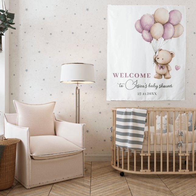 Tapiz Globos beige rosado violeta de osito de peluche co (Subido por el creador)