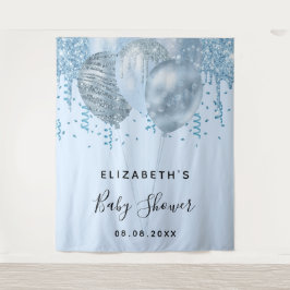 Tapiz Globos de brillo azul niño Shower de plata