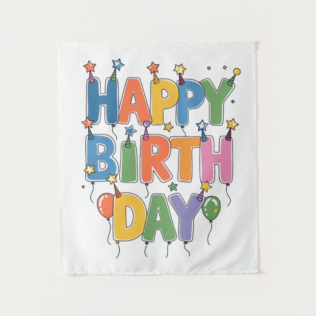Tapiz Globos de Feliz Cumpleaños (Anverso)