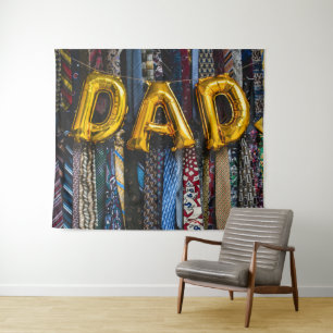 Tapiz Globos de papá en oro con lazos de cuello colorido