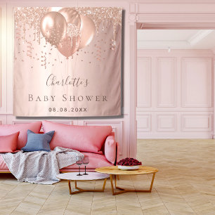 Tapiz Globos de purpurina oro rosa de Baby Shower