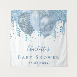 Tapiz Globos de shower de bebé niño azul con brillo plat