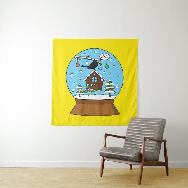 Tapiz Glóbulo de la nieve con canto de Blackbird (In situ)