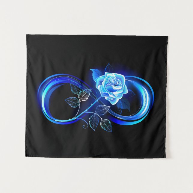 Tapiz Glowing infinity with blue rose (Anverso (horizontal))