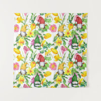 gnomos escandinavos: acuarela floral de primavera.