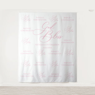 Tapiz God Bless Elegant Pink photobooth backdrop