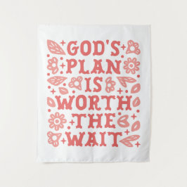 Tapiz God's plan is worth the wait Christian girl pink