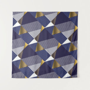 Tapiz Gold Blue Luxury: Patrón sin soldadura geométrica