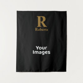 Tapiz Gold Inicial/First/Family Name On Black