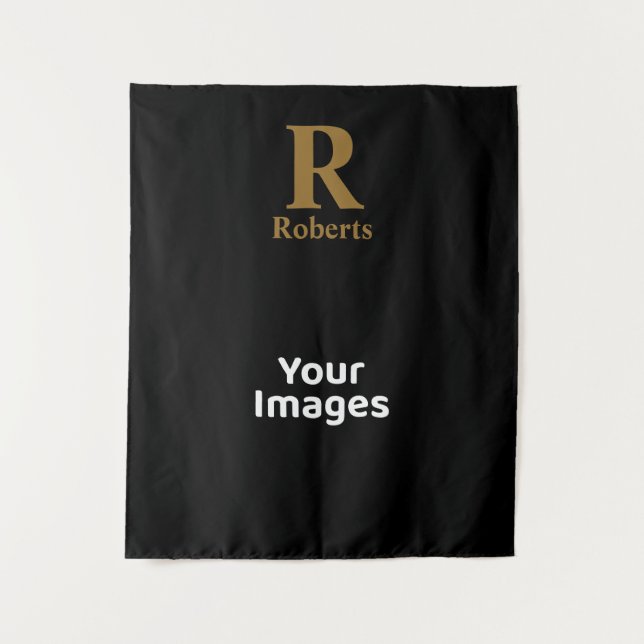 Tapiz Gold Inicial/First/Family Name On Black (Anverso)