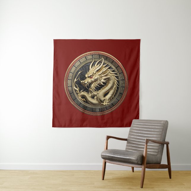 Tapiz Gold Sacred Eastern Dragon Medallion (In situ)