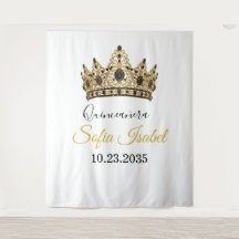 Gold Tiara Custom Quinceañera Tapestry