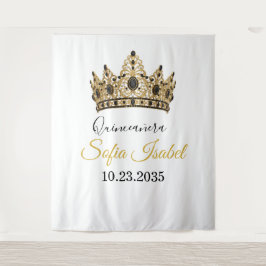 Tapiz Gold Tiara Custom Quinceañera Tapestry