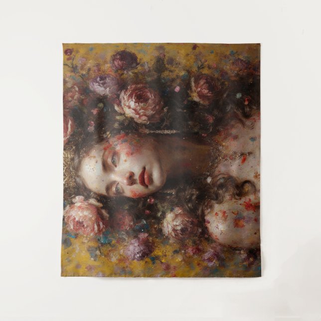 Tapiz Golden Bloom Goddess – Large Horizontal Wall Tapes (Anverso)
