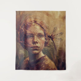 Tapiz Golden Dragonfly Whisper – Warm Impressionist Oil 