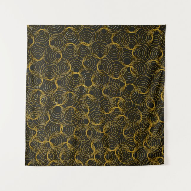 Tapiz golden geometric pattern on a black background. Vi (Anverso)