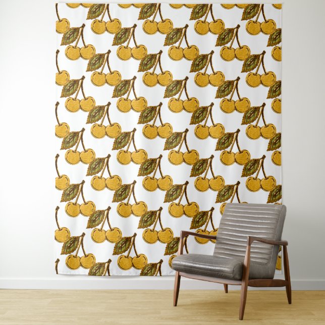 Tapiz Golden Metallic Cherries Pattern (In situ)