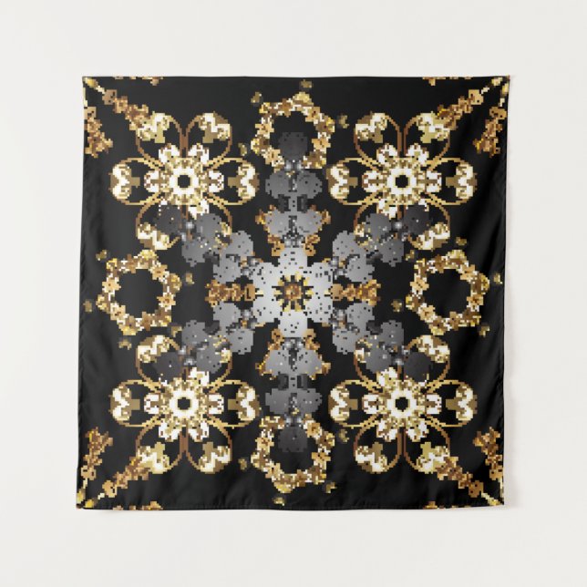 Tapiz Golden outline floral decor. Eastern style element (Anverso)