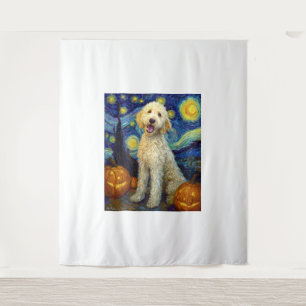 Tapiz Goldendoodle Perro Lindo Halloween Jack O Lantern