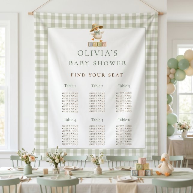 Tapiz Goose Sage Gingham seating chart Baby Shower (Subido por el creador)