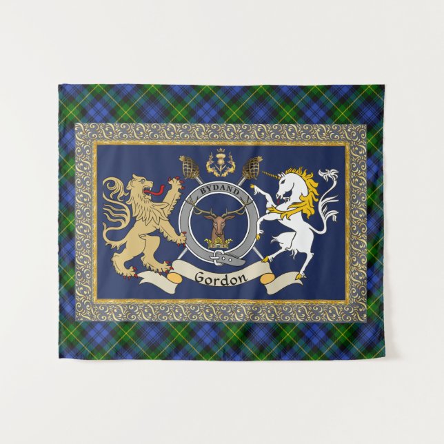 Tapiz Gordon Clan Badge & Tartan (Anverso (horizontal))