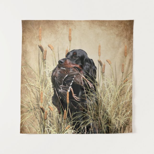 Tapiz Gordon Setter, cacería de pavos (Anverso)