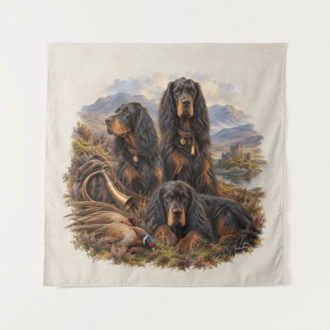 Tapiz Gordon setter con faisanes, Arte (Anverso)