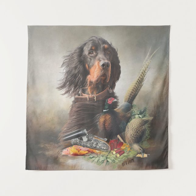 Tapiz Gordon setter con faisanes, arte (Anverso)
