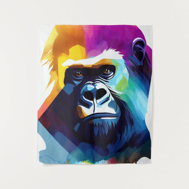 Tapiz Gorilla Ape Naturaleza salvaje Color animal Pintur (Anverso)