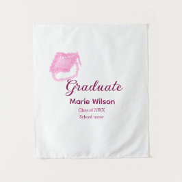 Tapiz gorra de graduación con purpurina rosa personaliza