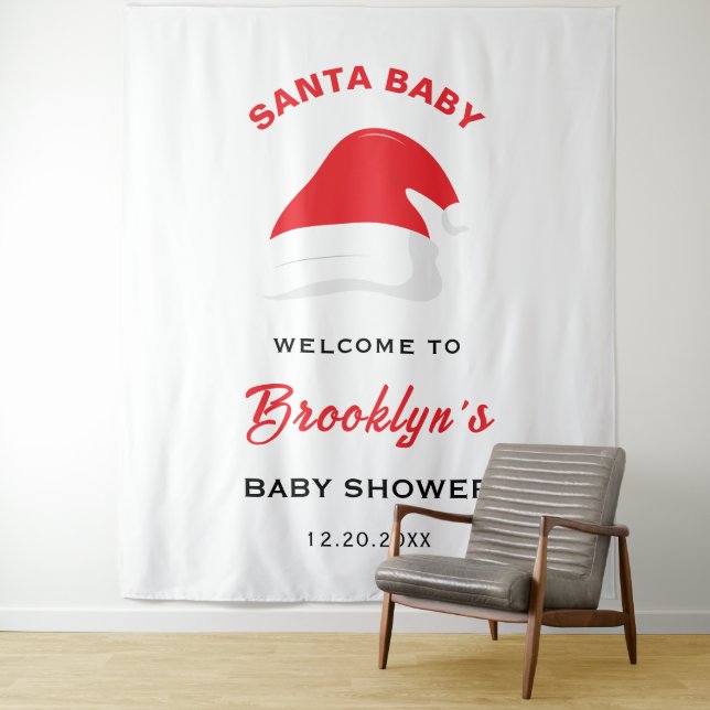 Tapiz Gorra de navidades Winter Santa Baby Shower Backdr (In situ)
