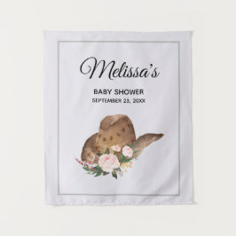 Tapiz Gorra marrón de vaca con flores rosadas