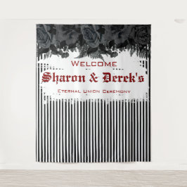 Tapiz Gótico Grunge Black Stripes Boda Rosas negros