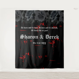 Tapiz Gótico Negro Rojo Grunge Texturizado | Rosas Negra