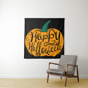 Tapiz Grabación feliz de Halloween con calabaza tallada