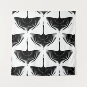 Tapiz Graceful Crane: Patrón de pájaro oriental