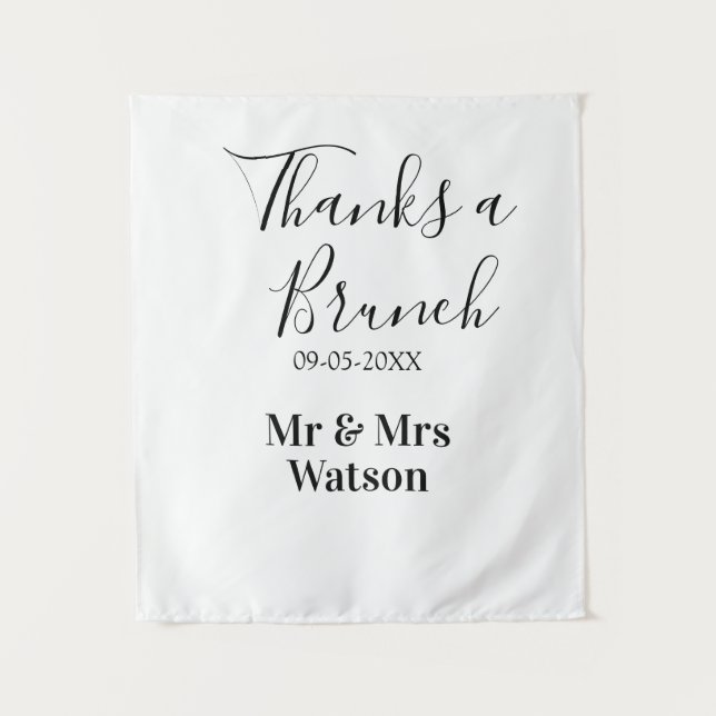 Tapiz Gracias a un brunch post boda nombre fecha simple  (Anverso)