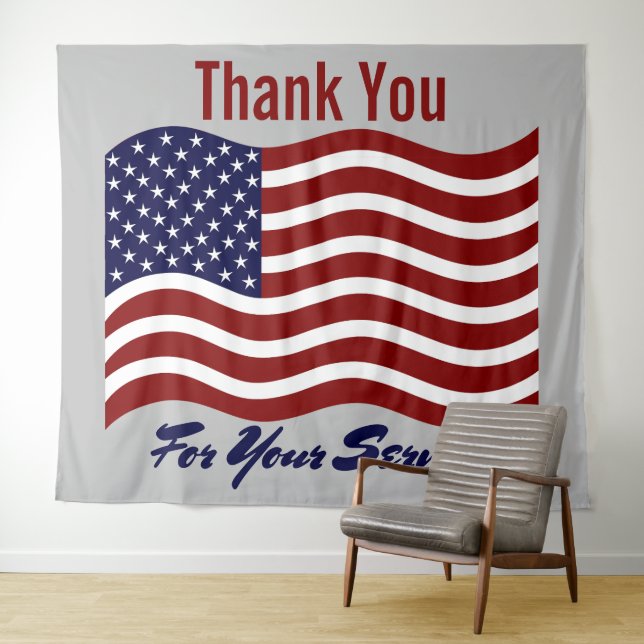 Tapiz Gracias a veteranos de la bandera de Estados Unido (In situ (horizontal))