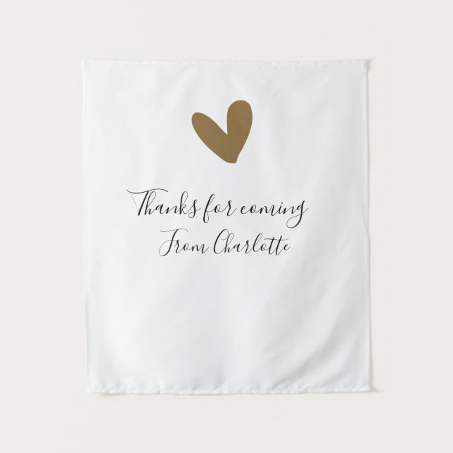 Tapiz gracias por venir mensaje de texto nombre corazón  (Anverso)