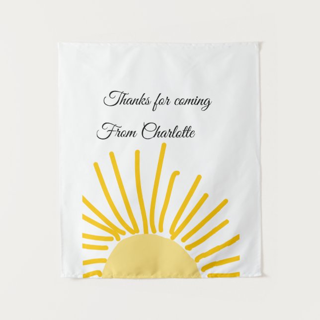 Tapiz gracias por venir mensaje de texto nombre sol (Anverso)