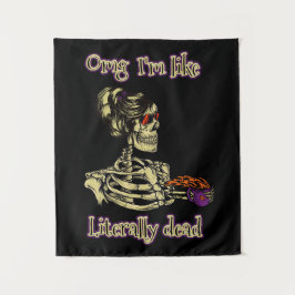 Tapiz Graciosa bebida de Skeleton Estoy literalmente mue