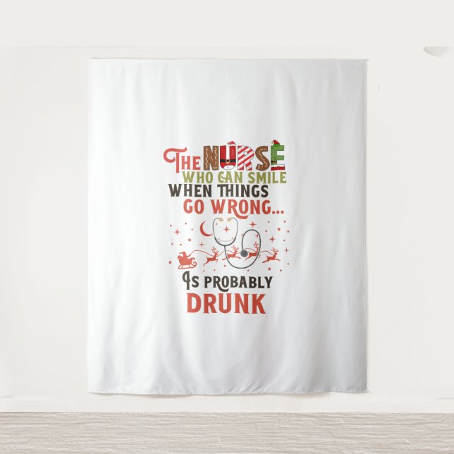 Tapiz Graciosa enfermera Navidad Pun Cita divertida (Anverso)