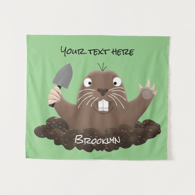 Tapiz Gracioso gopher digging personalizado ilustracion (Anverso (horizontal))