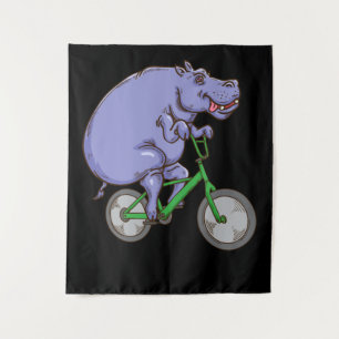 Tapiz Gracioso Hippo Montando Bicicleta Hippopótamo Niño