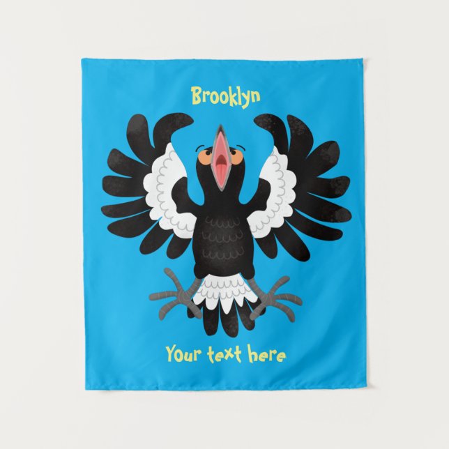 Tapiz Gracioso ilustracion de personalizado magpie austr (Anverso)